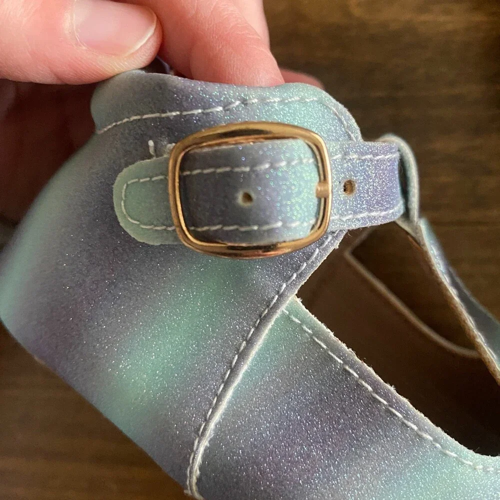 Monkey Feet Shimmery Blue & Purple Mary Jane Shoes Girls' 3-4Y